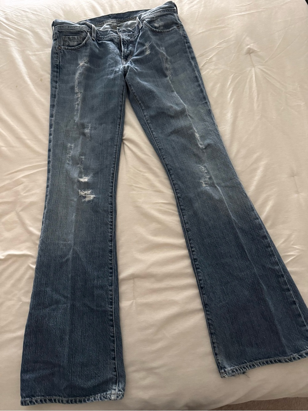 Citizens of Humanity Ingrid Distressed Low Waist Flair Jeans
